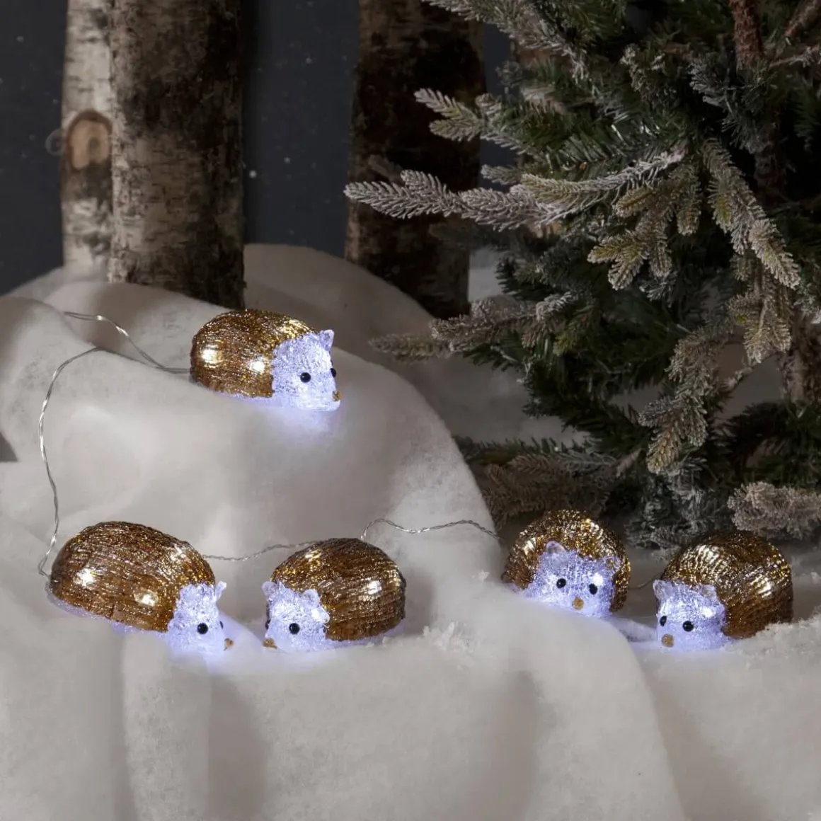 CRYSTALO Utomhusdekoration Igelkottar Batteri 6,5cm 40LED Brun