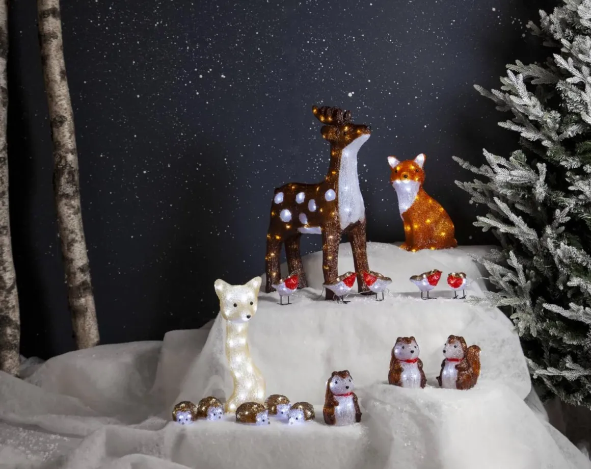 CRYSTALO Utomhusdekoration Igelkottar Batteri 6,5cm 40LED Brun