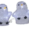 CRYSTALO Utomhusdekoration Pingviner Batteri 12cm 40LED Grå