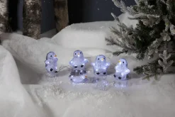 CRYSTALO Utomhusdekoration Pingviner Batteri 12cm 40LED Grå