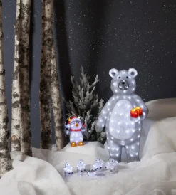 CRYSTALO Utomhusdekoration Pingviner Batteri 12cm 40LED Grå