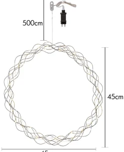 CURLY Hängande krans 45cm Krom