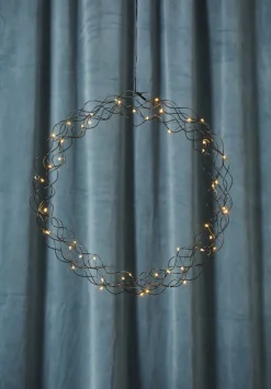 CURLY Hängande krans 48cm Svart