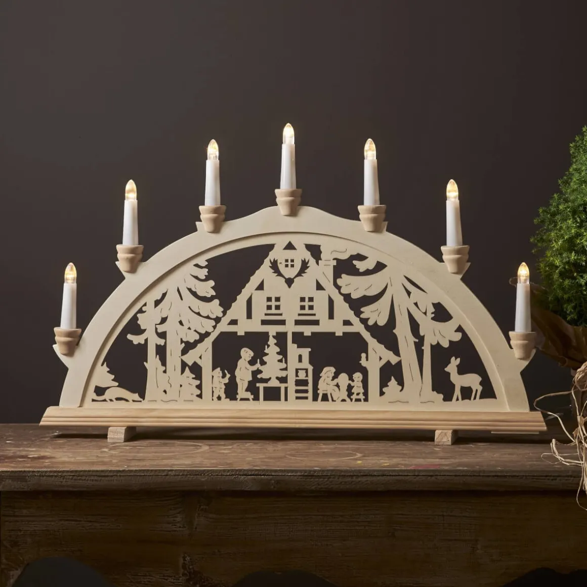 DASSEL Ljusstake Batteri 7L 58cm Natur