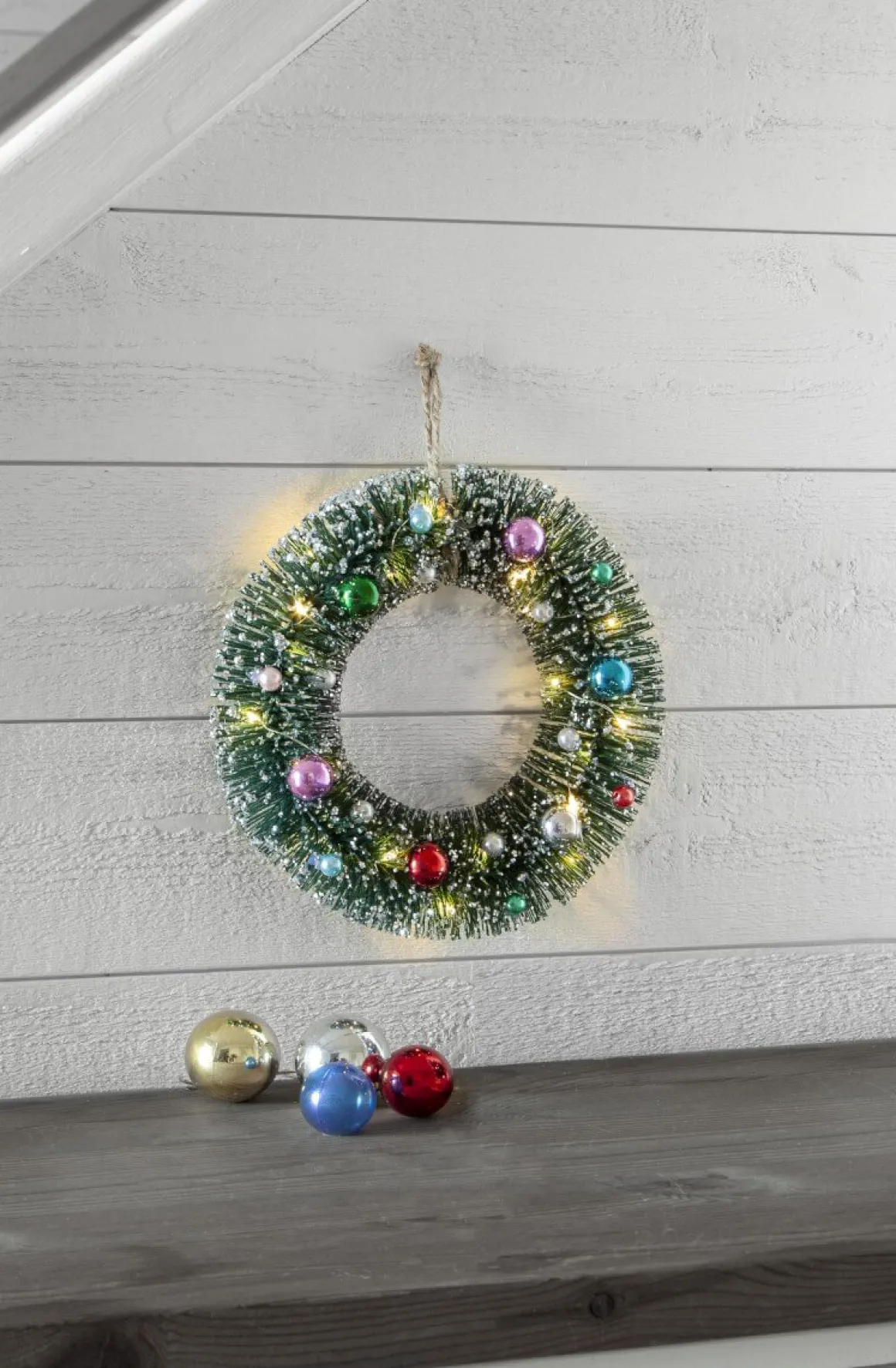 DECORINI Krans Batteri 20cm Grön