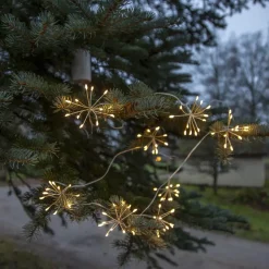 DEW DROP FLOWER Ljusslinga Batteri 2,1m 8LED Daylight/Silver IP44