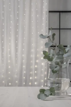 DEW DROP Ljusgardin 1*2m 200LED Varmvit/Silver