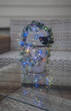 DEW DROP Solcells-ljusslinga 0,5cm 50LED Silver IP44