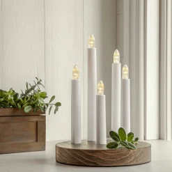 DORIS Ljusstake Batteri 17,5cm LED Vit/Trä