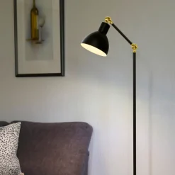 DUBLIN Golvlampa 140cm Svart/Matt Mässing