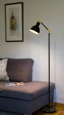 DUBLIN Golvlampa 140cm Svart/Matt Mässing