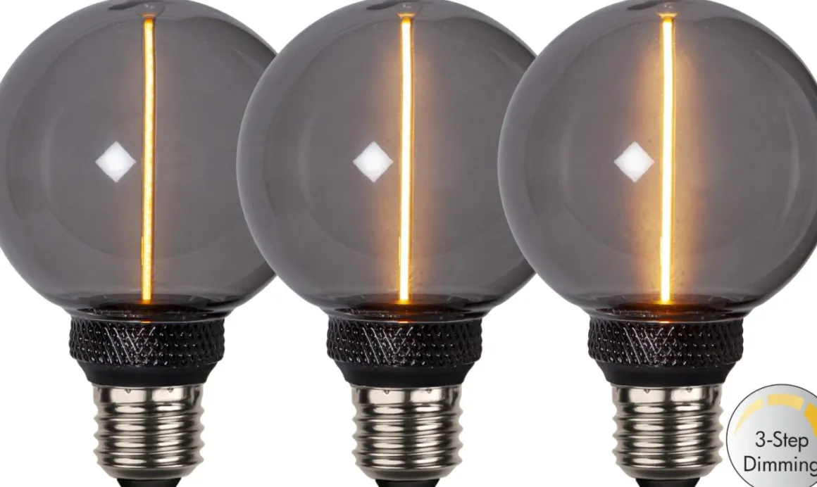 E27 Glob80 DecoLed 3-Steg Dimbar Minne 2W 1800K 100lm Smoke