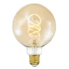 E27 Glob125 3-Stegs Dimbar 4W 250lm 2000K Curly Amber