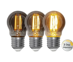 E27 Klot 3-Steg Dimbar Minne SoftGlow 2.9W 2200K 150lm Rökfärgad