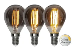 E14 Klot 3-Steg Dimbar Minne SoftGlow 2.9W 2200K 150lm Rökfärgad