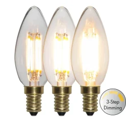 E14 Kronljus 3-Steg Dimbar Minne SoftGlow 4W 2100K 400lm LED-Lampa