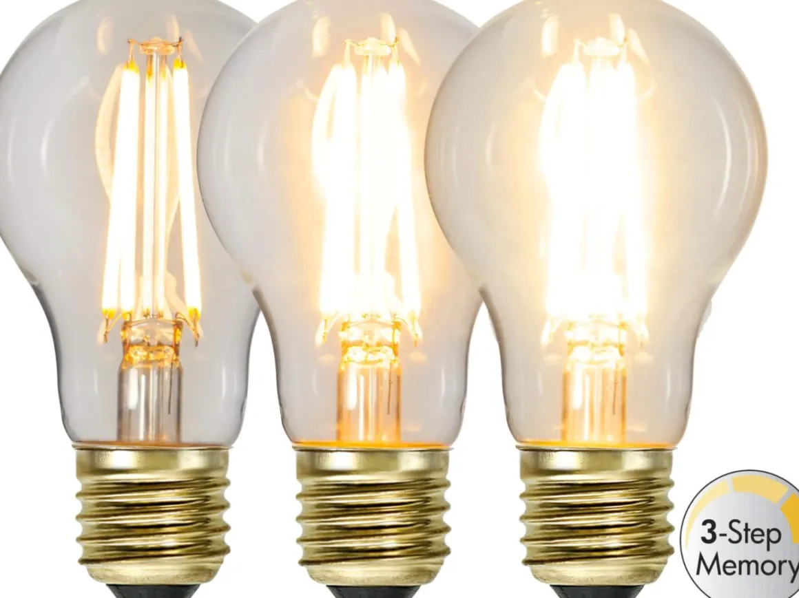 E27 Normal 3-Steg Dimbar Minne SoftGlow 6.5W 2100K 700lm LED-Lampa