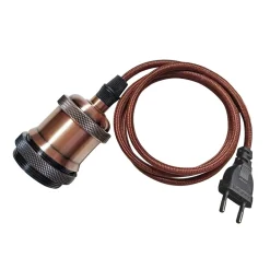 E27 Pendelupphäng 3,5m textilkabel Brons