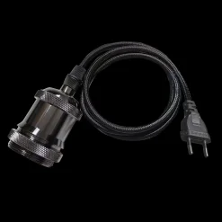 E27 Pendelupphäng 3,5m textilkabel Svartkrom