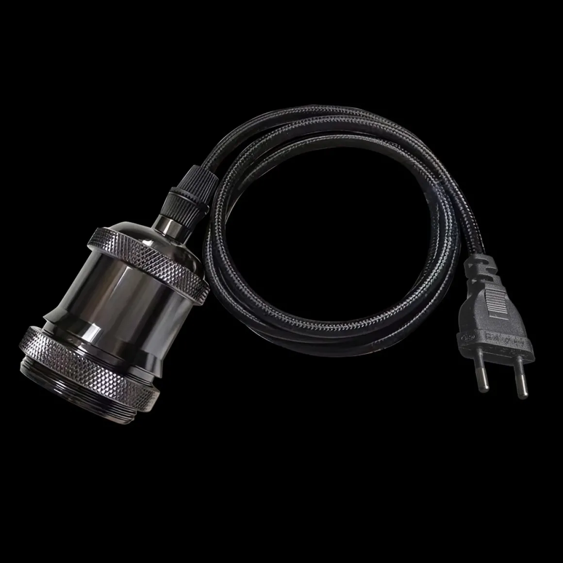 E27 Pendelupphäng 3,5m textilkabel Svartkrom