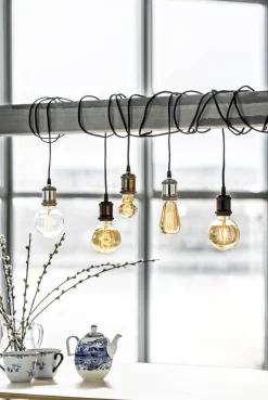 E27 Pendelupphäng 3,5m textilkabel Antik