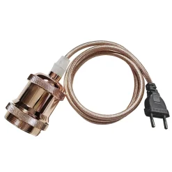 E27 Pendelupphäng 3,5m textilkabel Rosé