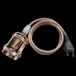 E27 Pendelupphäng 3,5m textilkabel Rosé