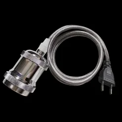 E27 Pendelupphäng 3,5m textilkabel Blank Krom