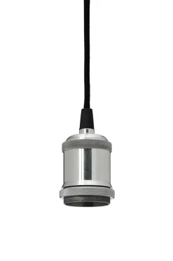 E27 Pendelupphäng 3,5m textilkabel Krom