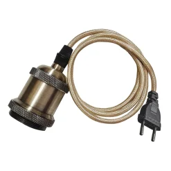 E27 Pendelupphäng 3,5m textilkabel Antikmässing