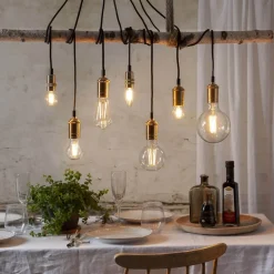 E27 Sladdställ Classical Textil 3,5m Mässing