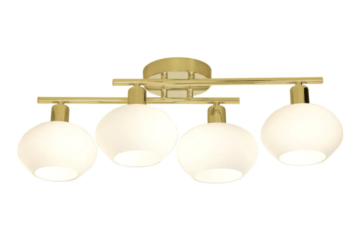 ELBA Plafond Bad 4L 60cm Matt Mässing/Opalvit IP44