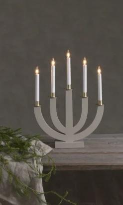 ELI Träljusstake 7L 47cm Beige