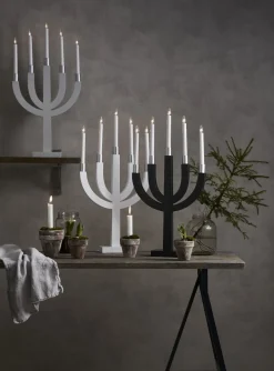 ELIAS Ljusstake 7L 67cm Vit/Silver