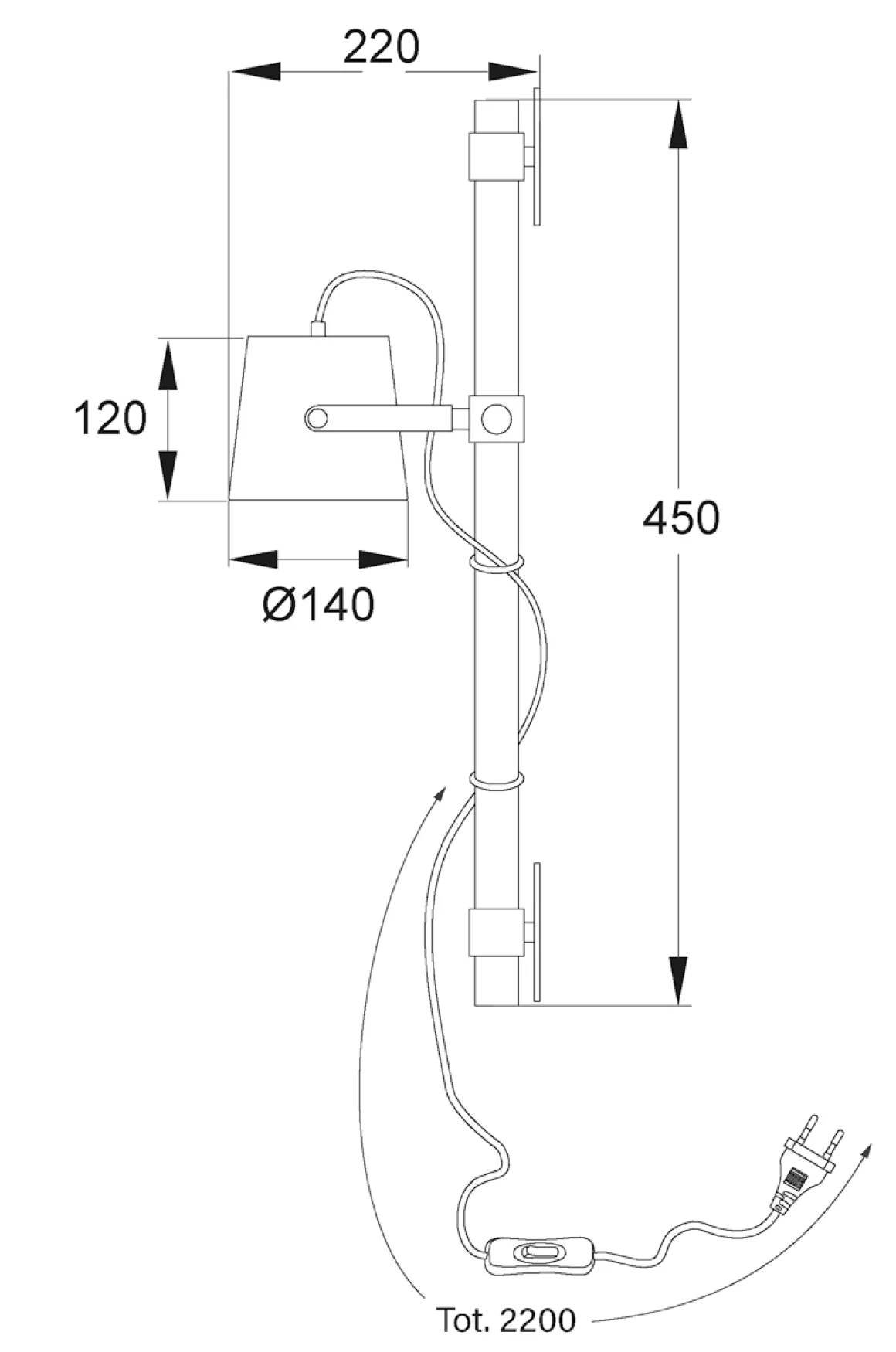 ESPRESSO Vägglampa 45cm Svart