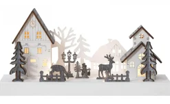 FAUNA Batteridekoration Julmotiv 28cm Vit