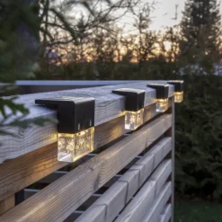 FENCE 4-PACK Solcells-Vägglykta 6,5cm Svart