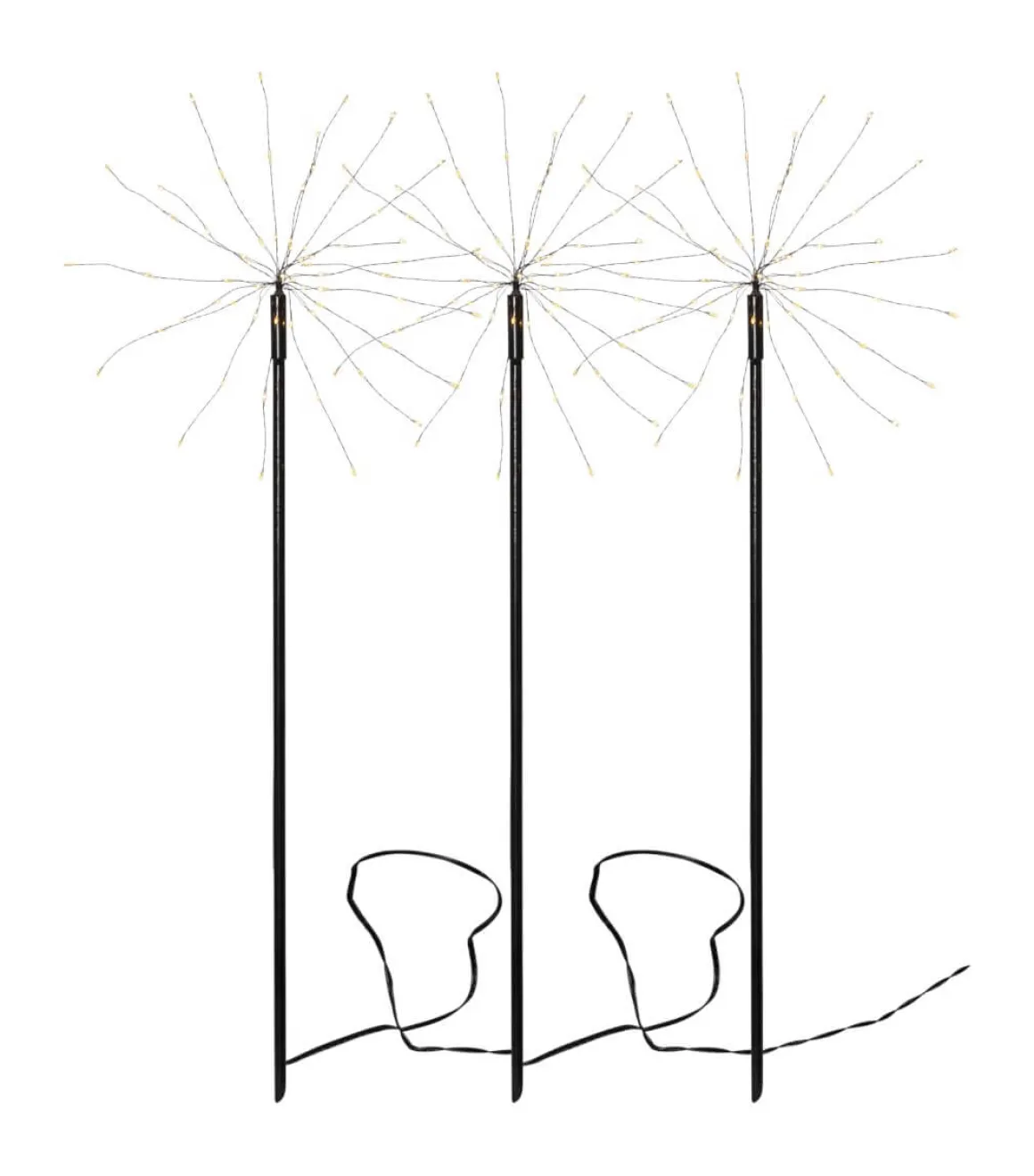 FIREWORK 3-Pack Utedekoration 65cm 180LED Svart IP44