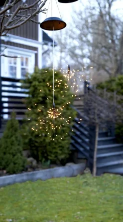 FIREWORK SOLAR Hängande Solcells-dekoration 45cm IP44 Svart