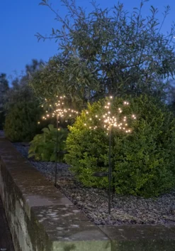 FIREWORK SOLAR Solcellsdekoration 2-Pack 60cm Svart/Varmvit