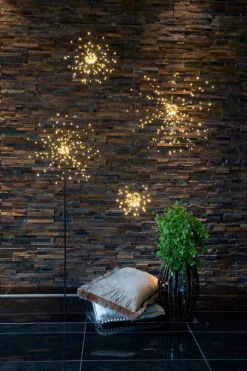 FIREWORK Stjärna på fot 50cm 120LED Silver/Varmvit