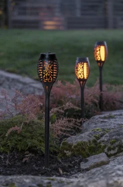 FLAME MINI Solcells-pollare 3-Pack 40cm Svart
