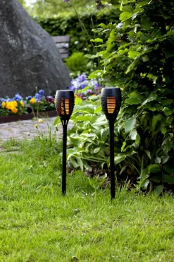 FLAME Solcellsfackla 9cm Svart IP44