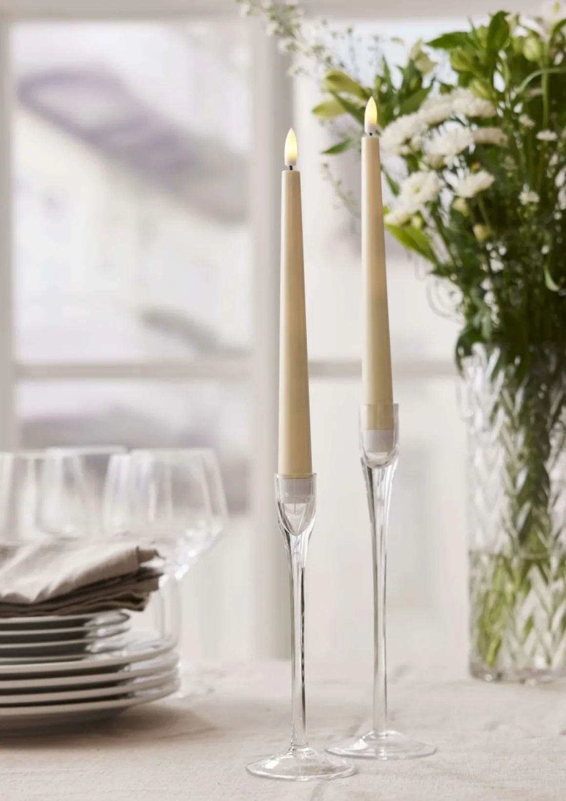 FLAMME CANDY LED-Antikljus 2-pack 26cm Gul