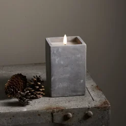 FLAMME CEM LED-Blockljus Batteri 14,5cm Grå