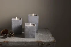 FLAMME CEM LED-Blockljus Batteri 14,5cm Grå