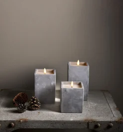 FLAMME CEM LED-Blockljus Batteri 16,5cm Grå