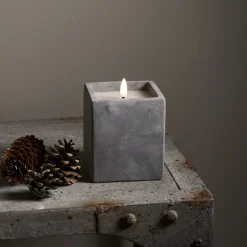 FLAMME CEM LED-Blockljus Batteri 11,5cm Grå