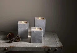 FLAMME CEM LED-Blockljus Batteri 11,5cm Grå