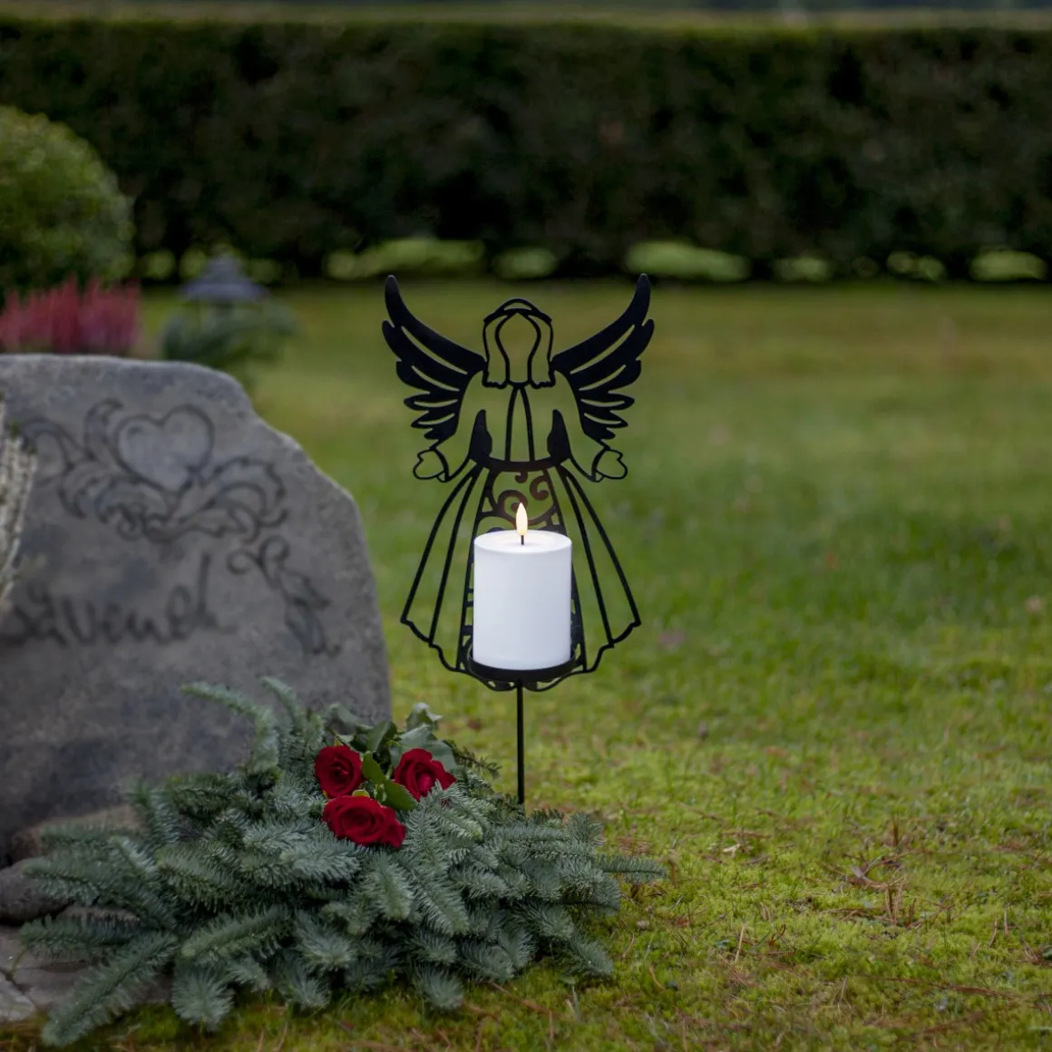 FLAMME DECO LED Gravljus 48cm Svart